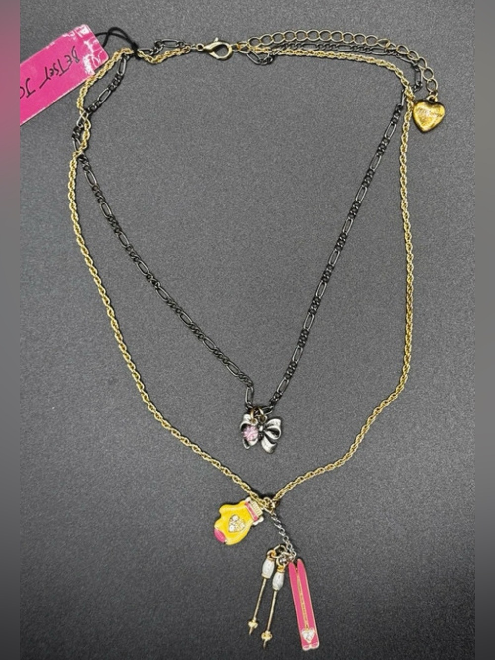 BETSEY JOHNSON Vintage Y2K 90s Authentic Ski Snow Set Layered Necklace NEW NWT